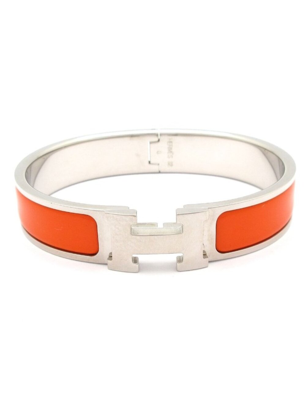 Hermes Bangle Clic Clac Ash Orange Silver Bracelet